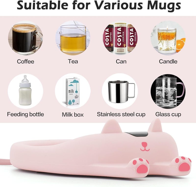PUSEE Mug Warmer,Coffee Warmer for Desk Candle Warmer Auto Shut Off,Coffee Cup Warmer with 3 Temp Settings,Electric Beverage Warmer Plate for Coffee,Tea,Water Milk and Cocoa(Not Include Cup) - Image 3